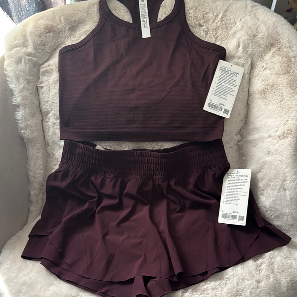 Lululemon Maroon Athletic Tank and Shorts Set